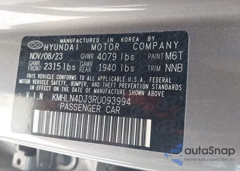 2024 Hyundai Elantra Hybrid Limited из США, поврежденный, VIN KMHLN4DJ3RU093994